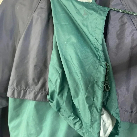 Vintage 90s Windbreaker Womens Medium Navy Packable Hood Cranberry Lightweight - Picture 11 of 16